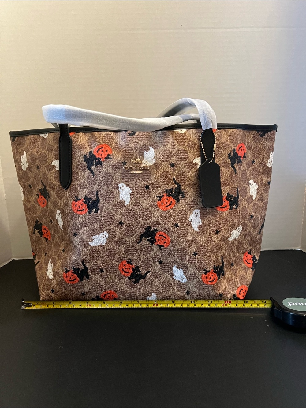Coach Brown Halloween Print Tote with Orange & Black Accents - Picture 2 of 10
